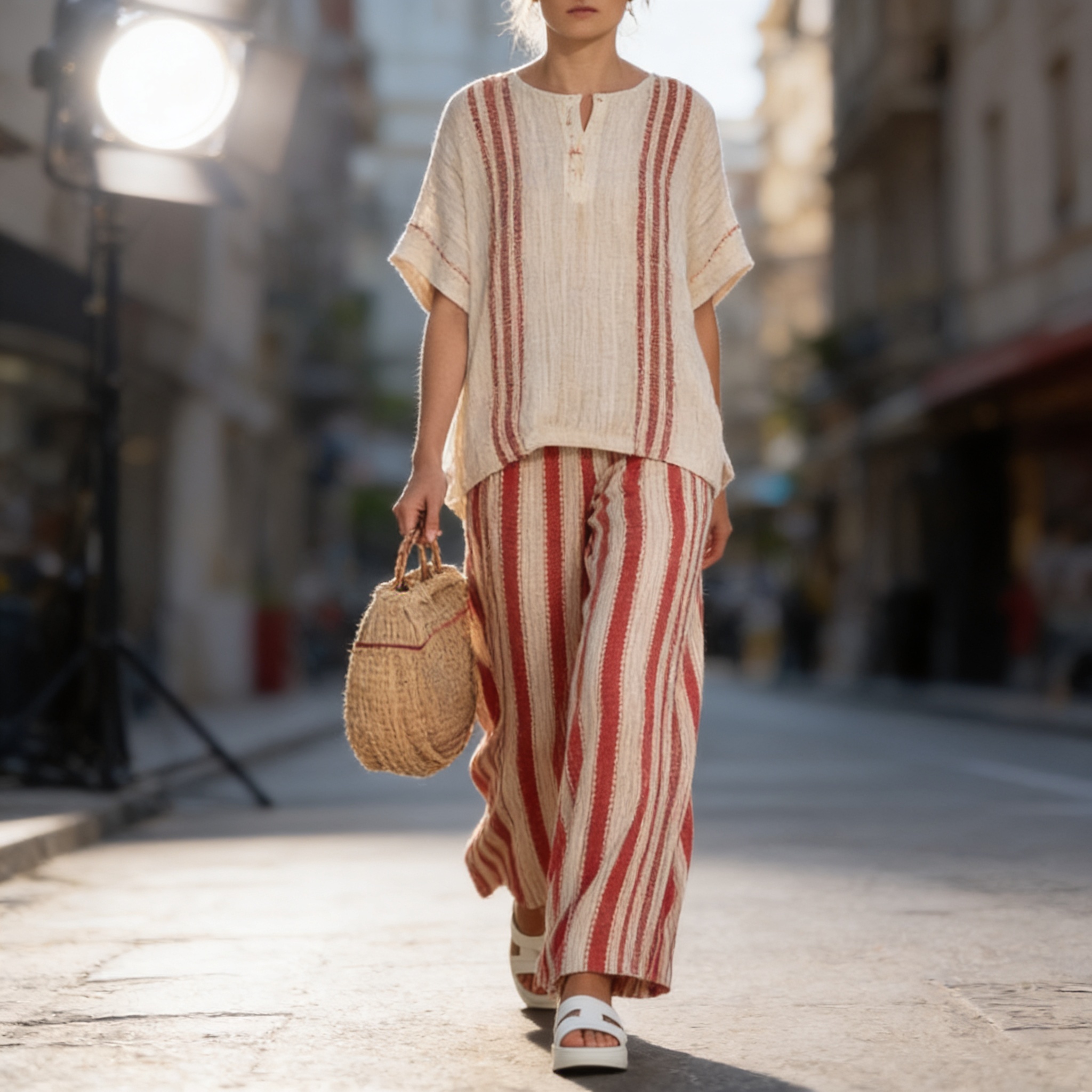 Breathable Striped Linen Co-ord Hero Image