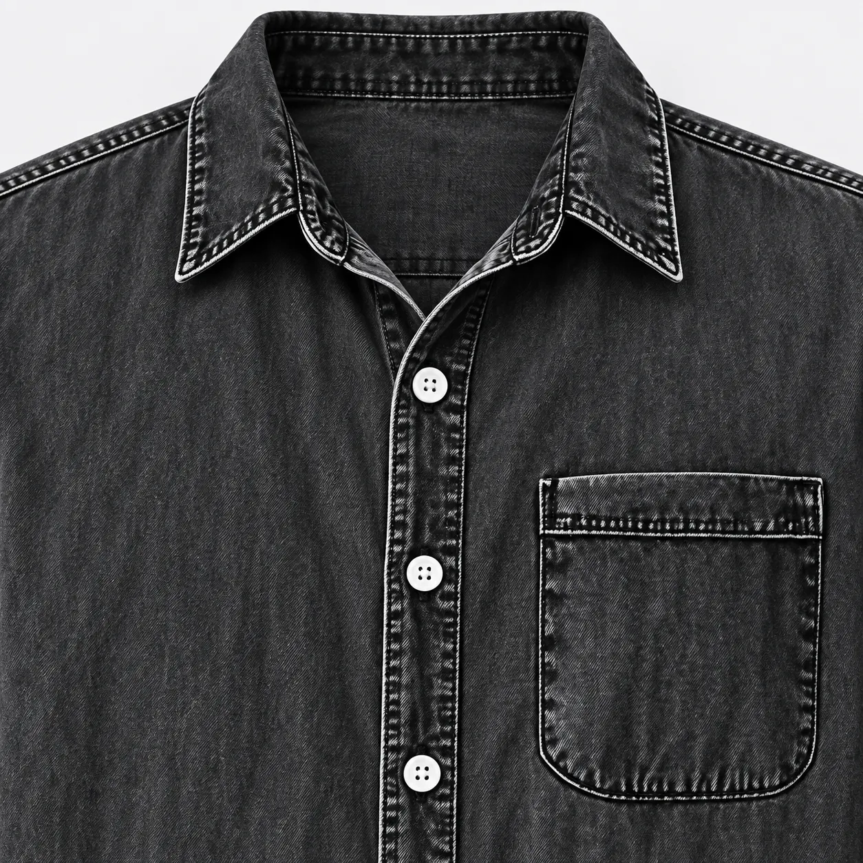 Washed denim shirt detail 1