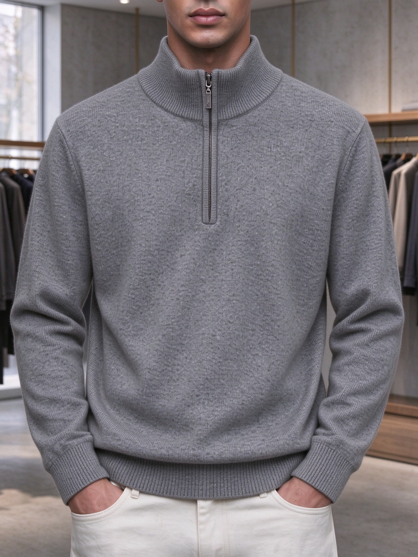 ⏰LIQUIDACIÓN💥 Jersey de hombre con cremallera, liso, cómodo y de estilo informal