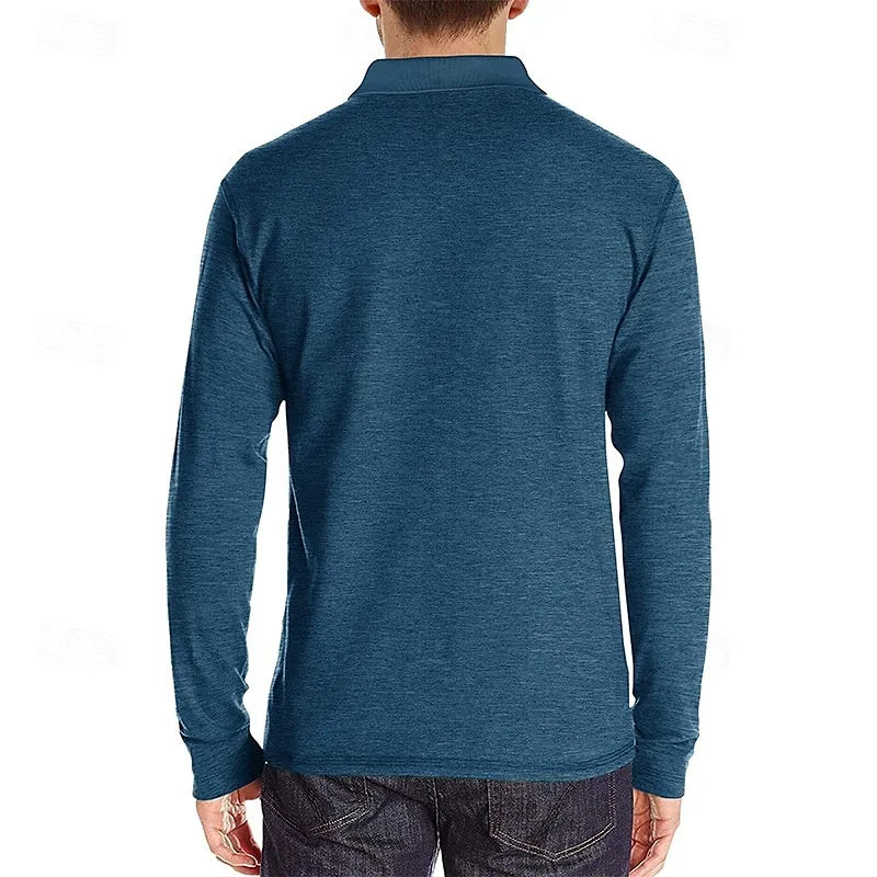 Men's Golf Shirt Golf Polo Work Casual Lapel Long Sleeve Basic Modern Solid Color Button Pocket Spring & Fall Regular Fit Wine Apricot Black White Dark Red Yellow Golf Shirt 2024 - $20.99 –P18