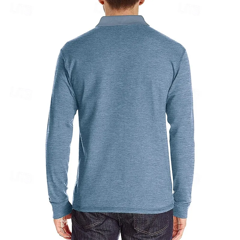 Men's Golf Shirt Golf Polo Work Casual Lapel Long Sleeve Basic Modern Solid Color Button Pocket Spring & Fall Regular Fit Wine Apricot Black White Dark Red Yellow Golf Shirt 2024 - $20.99 –P14