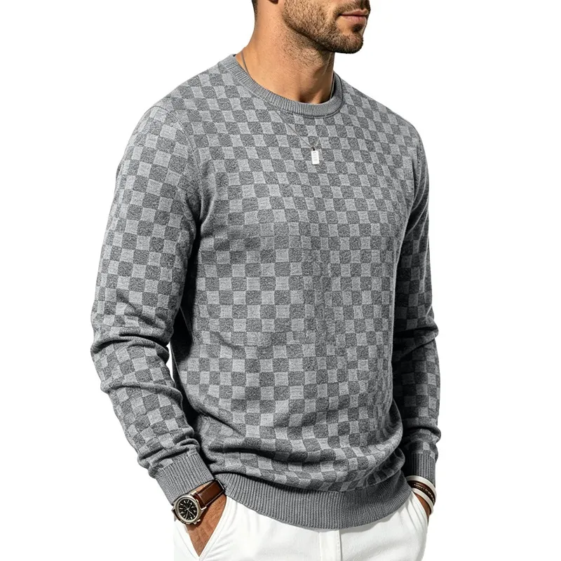 Checkerboard knit sweater detail 2