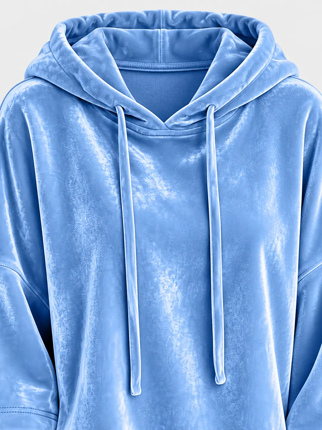 Velvet hooded pullover detail 3