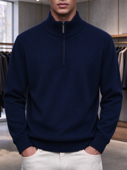 ⏰LIQUIDACIÓN💥 Jersey de hombre con cremallera, liso, cómodo y de estilo informal