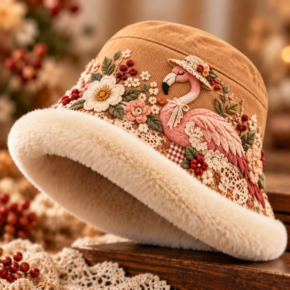 🌸 Women’s Cozy Plush-Lined Winter Bucket Hat – Floral & Animal Designs