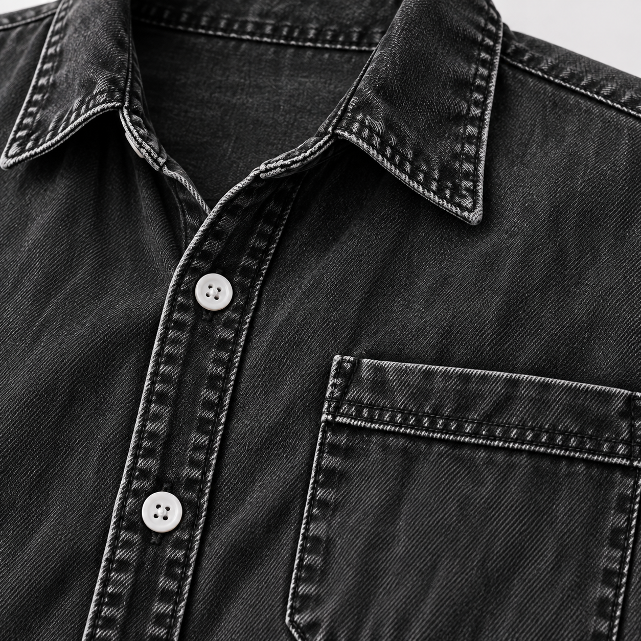 Washed denim shirt detail 3