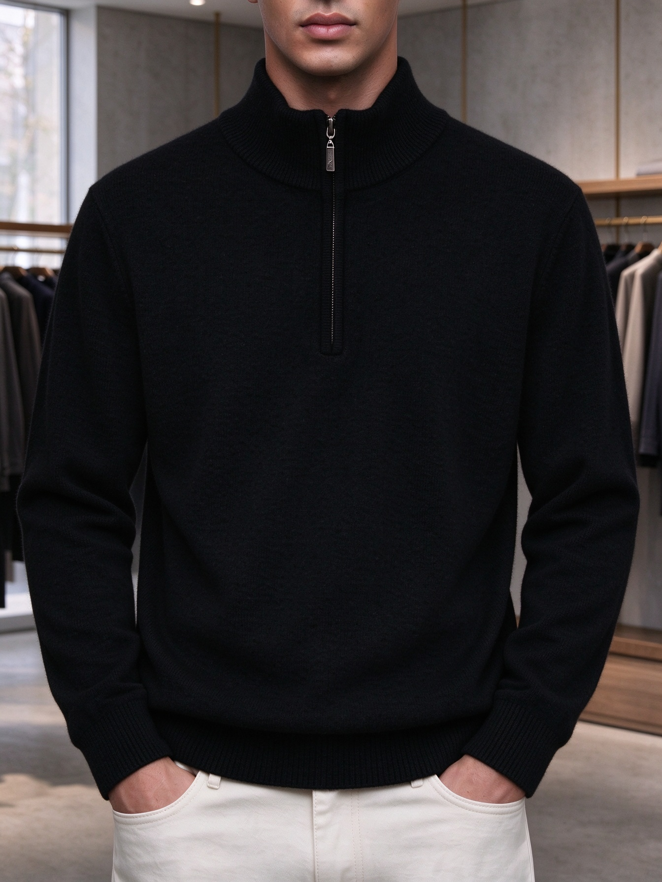 ⏰LIQUIDACIÓN💥 Jersey de hombre con cremallera, liso, cómodo y de estilo informal