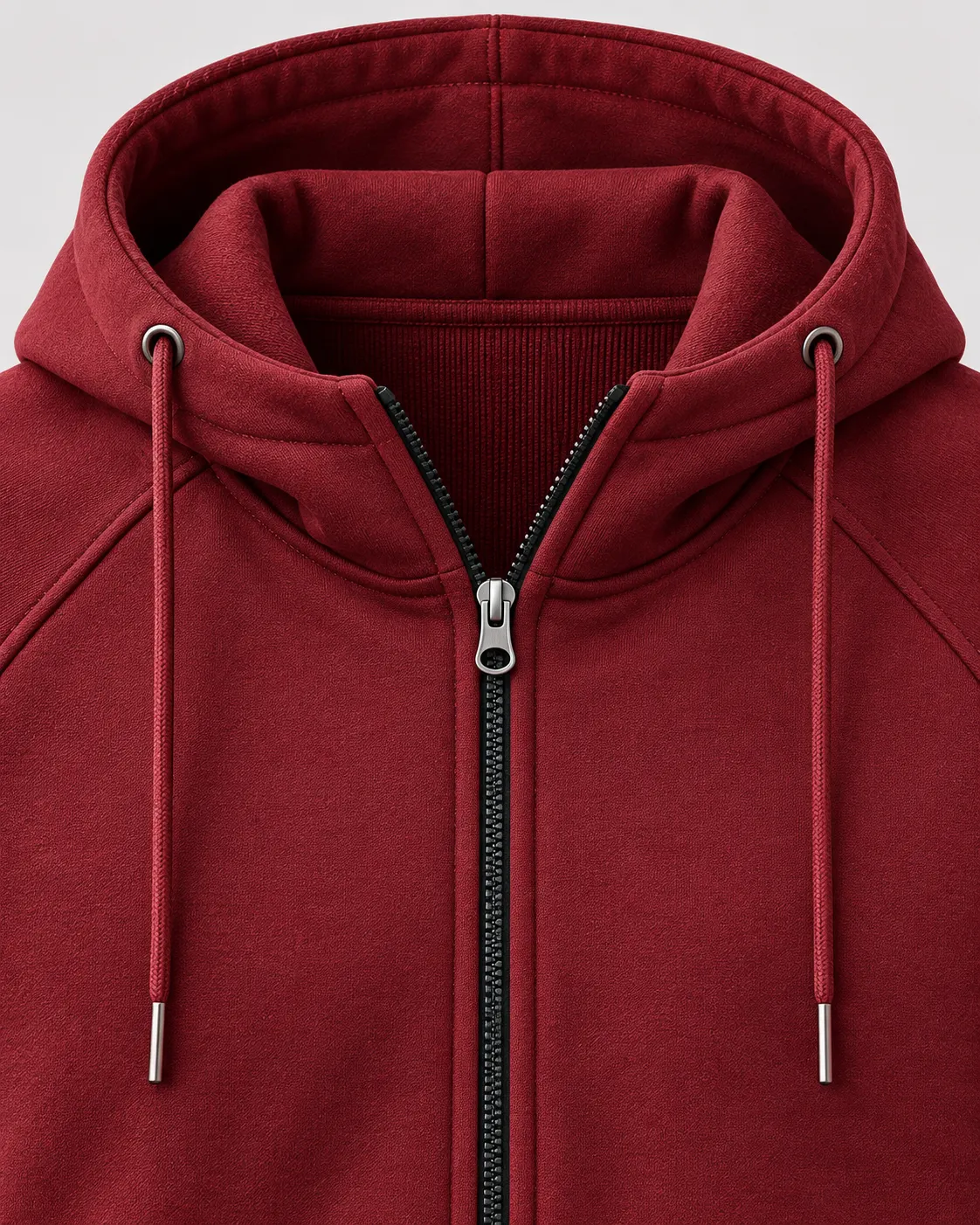 Wine red multi-pocket hooded zip jacket detail 1