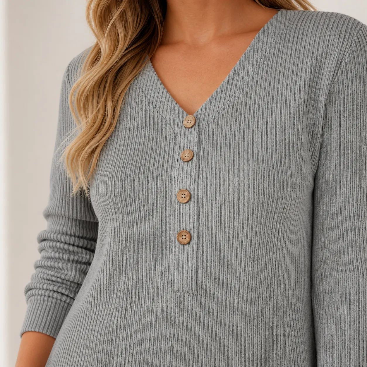 V-neck and button detail