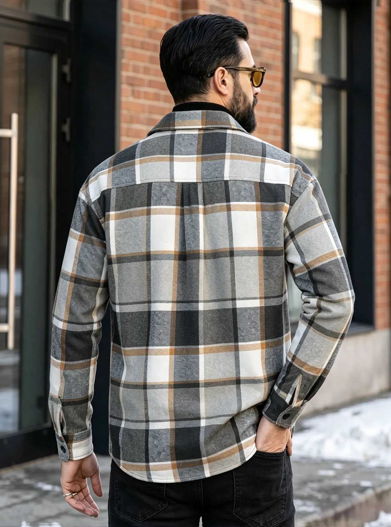 Plaid shirt jacket detail 5