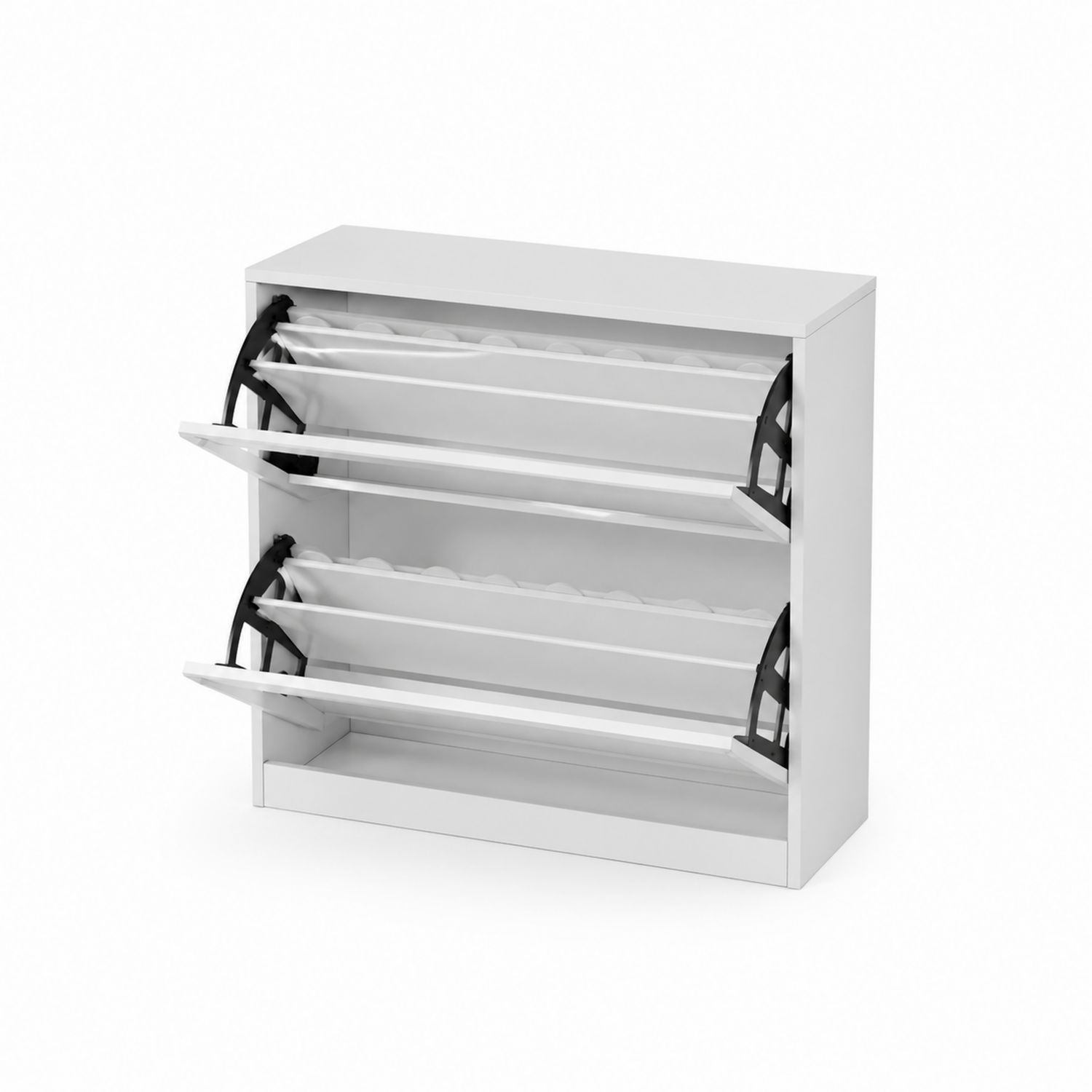 Biała metalowa szafka na buty z plastikowymi półkami 60x24x85 cm