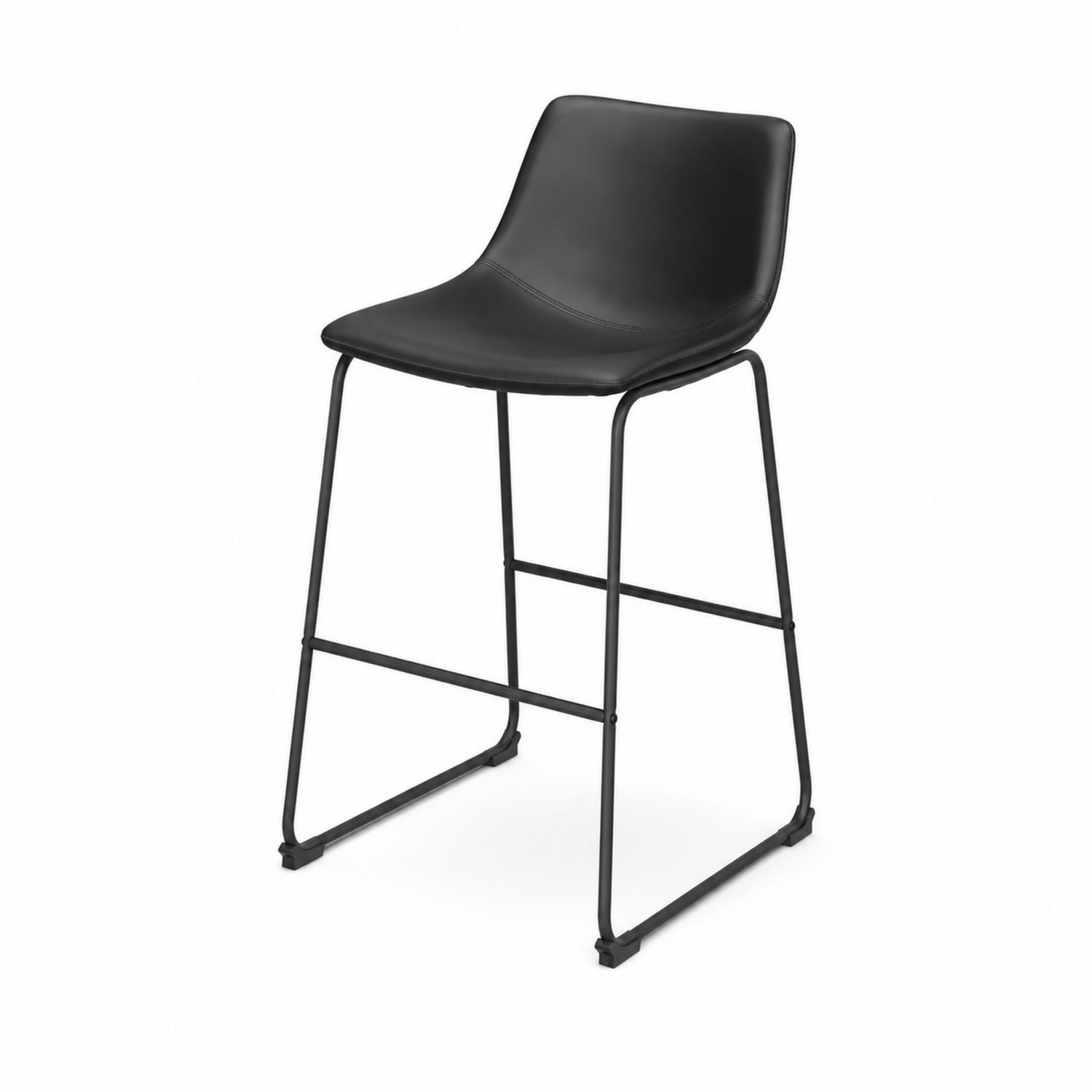 Stołek barowy czarny z ekoskóry ze stalową ramą 75 cm