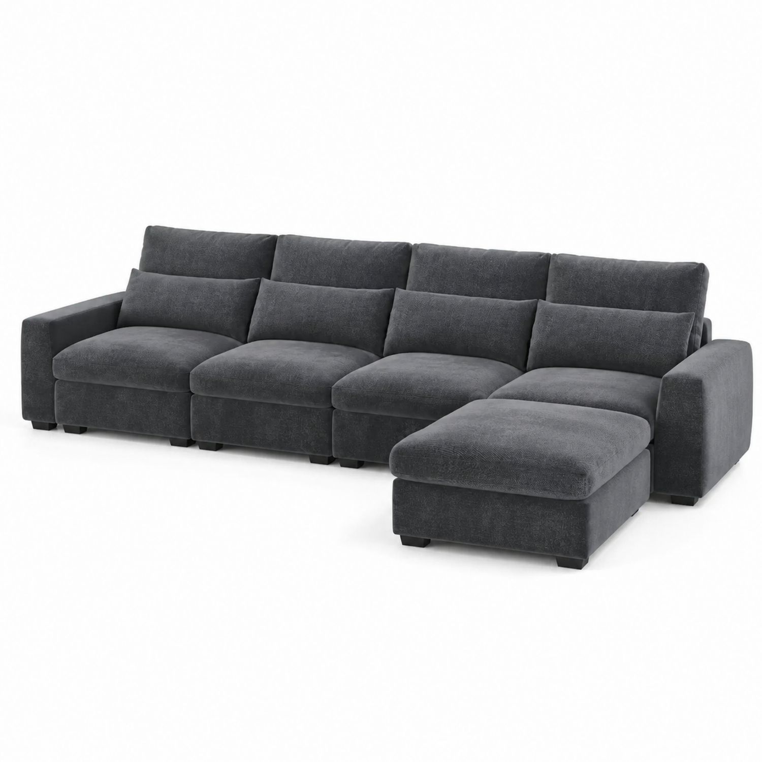Sofa narożna 5-osobowa Tkanina Szary 300cm x 200cm