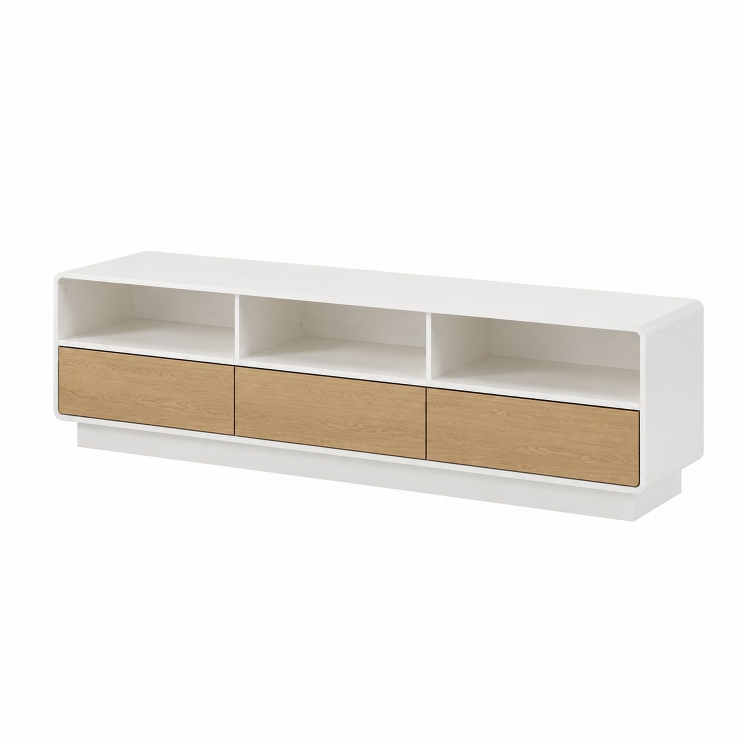 Szafka RTV biały z frontami dębowymi 180x40x50 cm