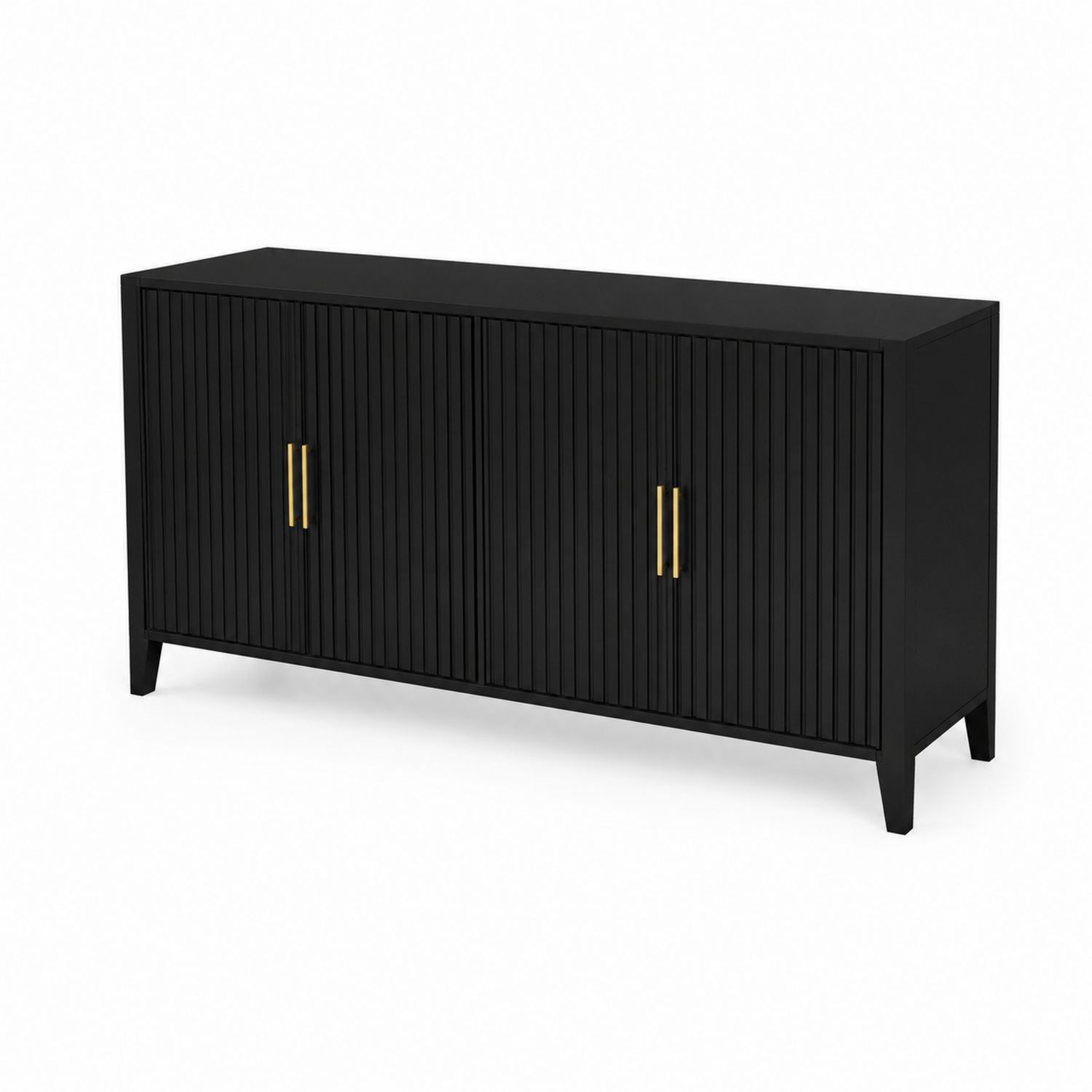 Czarna Szafka z Płyty MDF i Metalu 120x40x80 cm