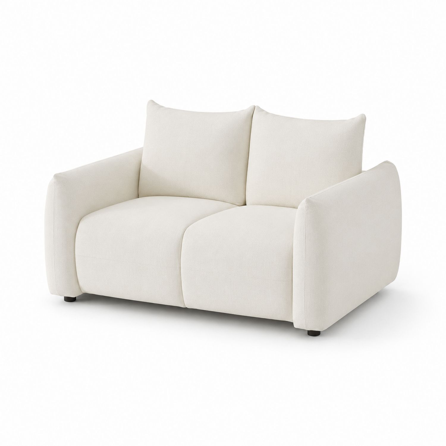 Sofa dwuosobowa kremowa z tkaniny poliestrowej