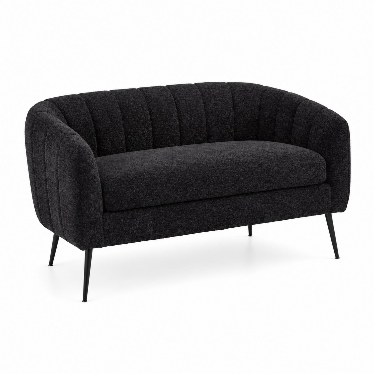 Sofa dwuosobowa półokrągła czarna z poliestru i metalowymi nogami
