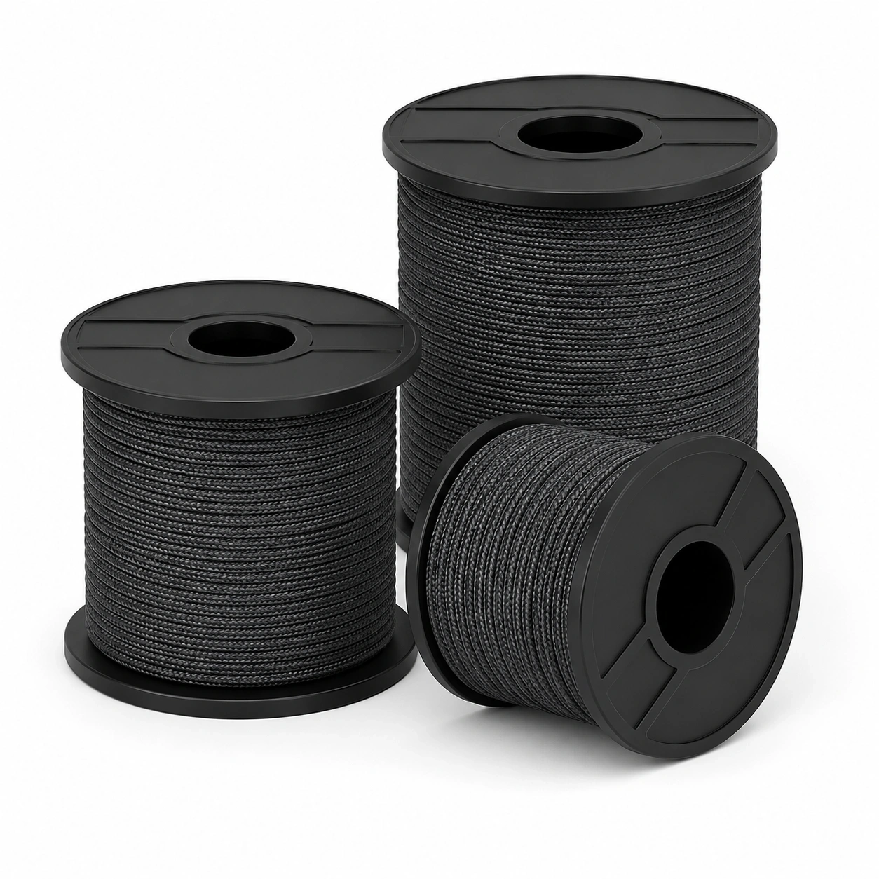 3er Set Schwarze Flechtkordel Spulen-ArtisanWoodHome