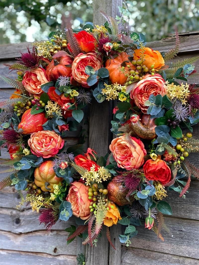 🔥HOT SALE🔥💖Last Day 49% OFF💖Fall Peony And Pumpkin Wreath - Year Round Wreath