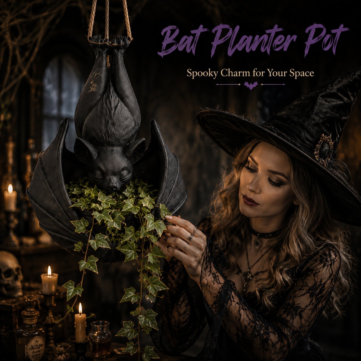Hanging Bat Plant Pot🎃Spooky Garden Decor Planter