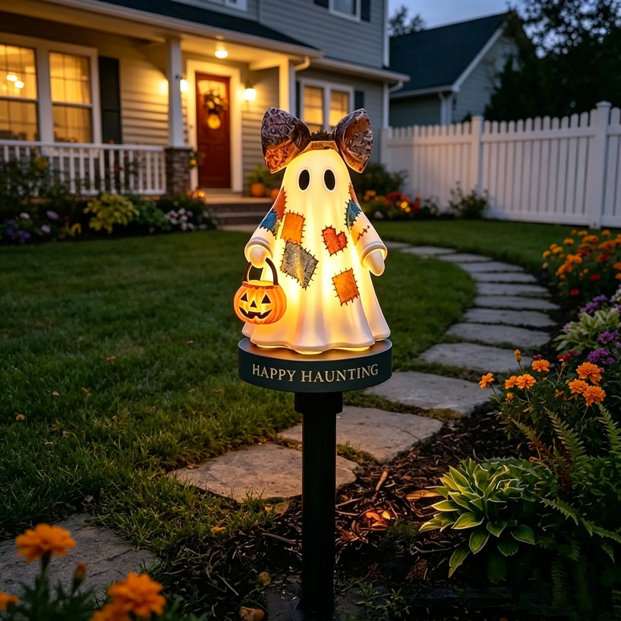 TODAY'S SPECIAL OFFER-50% OFF🔥Lighted Vintage Patchwork Ghost Solar Garden Light