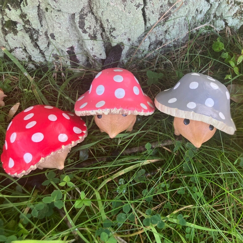 Handmade Toxic Mushroom Hedgehog Garden Decoration | Hand Painted Art