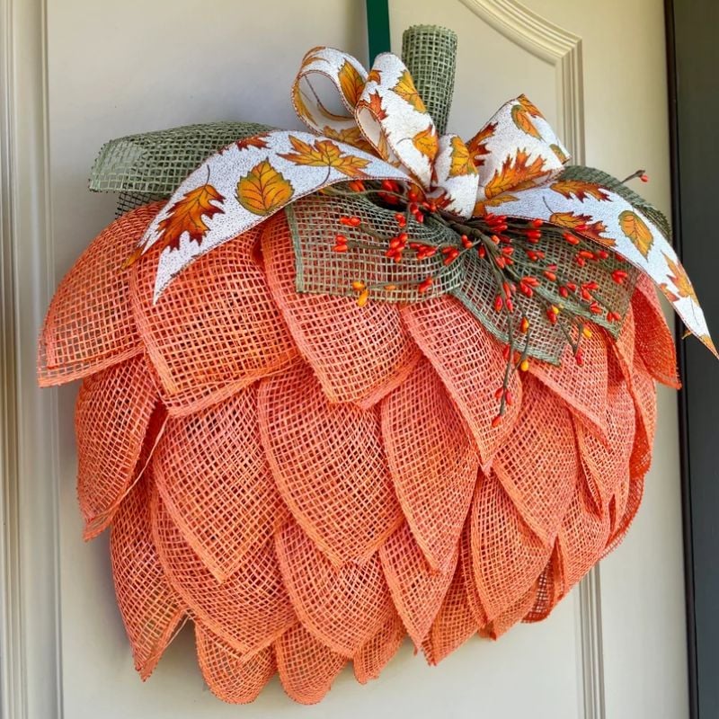 Handmade Halloween Pumpkin Wreath For Front Door