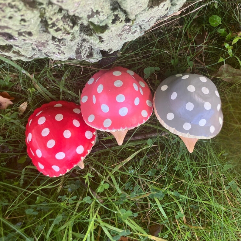 Handmade Toxic Mushroom Hedgehog Garden Decoration | Hand Painted Art