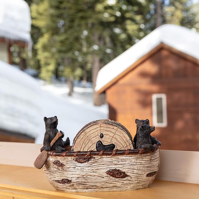 Handmade Canoe and Bear Coasters | Hand Painted Art