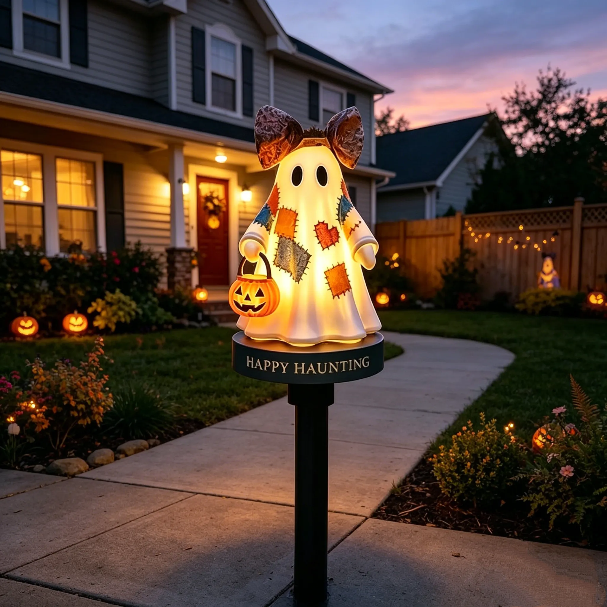 TODAY'S SPECIAL OFFER-50% OFF🔥Lighted Vintage Patchwork Ghost Solar Garden Light