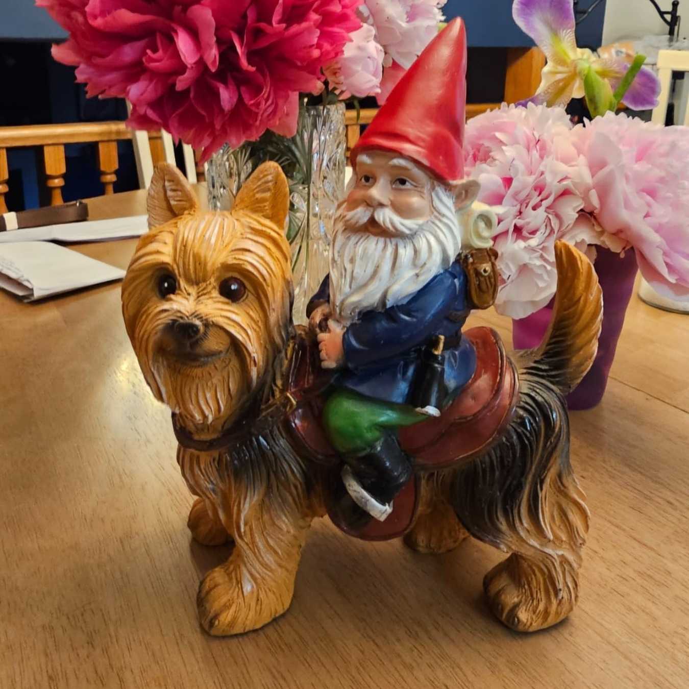 Funny Gnomes and Cute Canine Animal Statues | Patio Yard Decoration | Hand Drawn Art