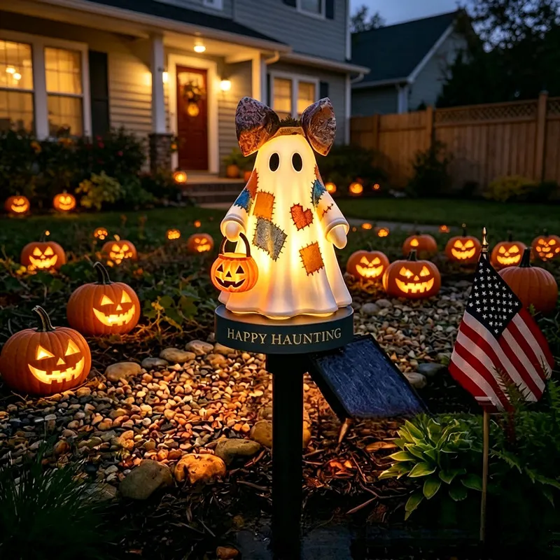 TODAY'S SPECIAL OFFER-50% OFF🔥Lighted Vintage Patchwork Ghost Solar Garden Light