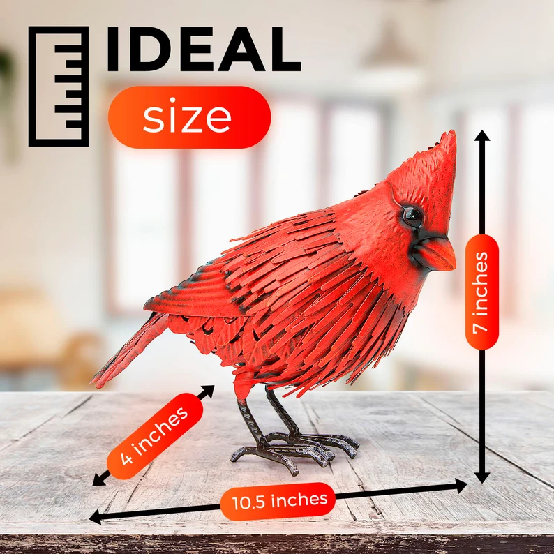 Metal Cardinal Garden Decor