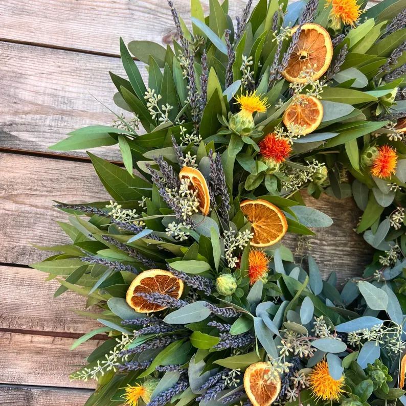 Handcrafted  Fresh Botanical Wreath | Front Door Decoration | Fall Decoration
