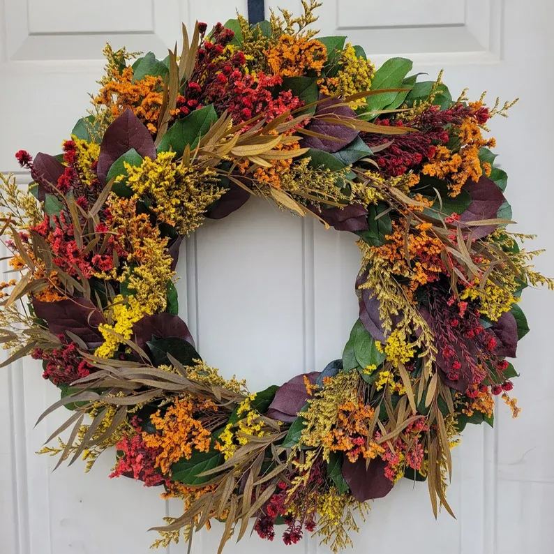 Handcrafted  Fresh Botanical Wreath | Front Door Decoration | Fall Decoration