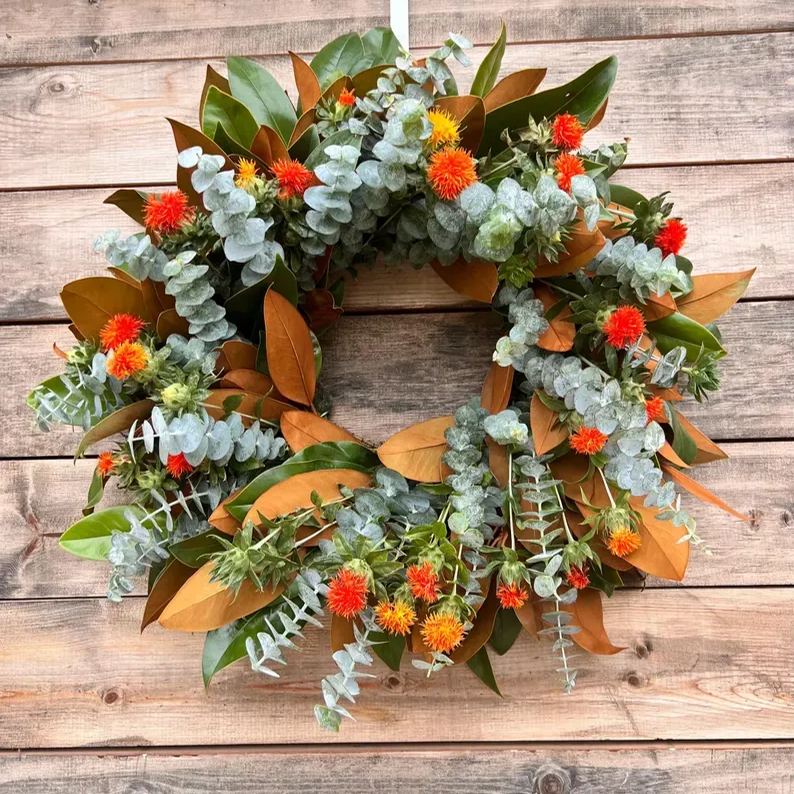 Handcrafted Fresh Botanical Wreath | Front Door Decoration | Fall Decoration