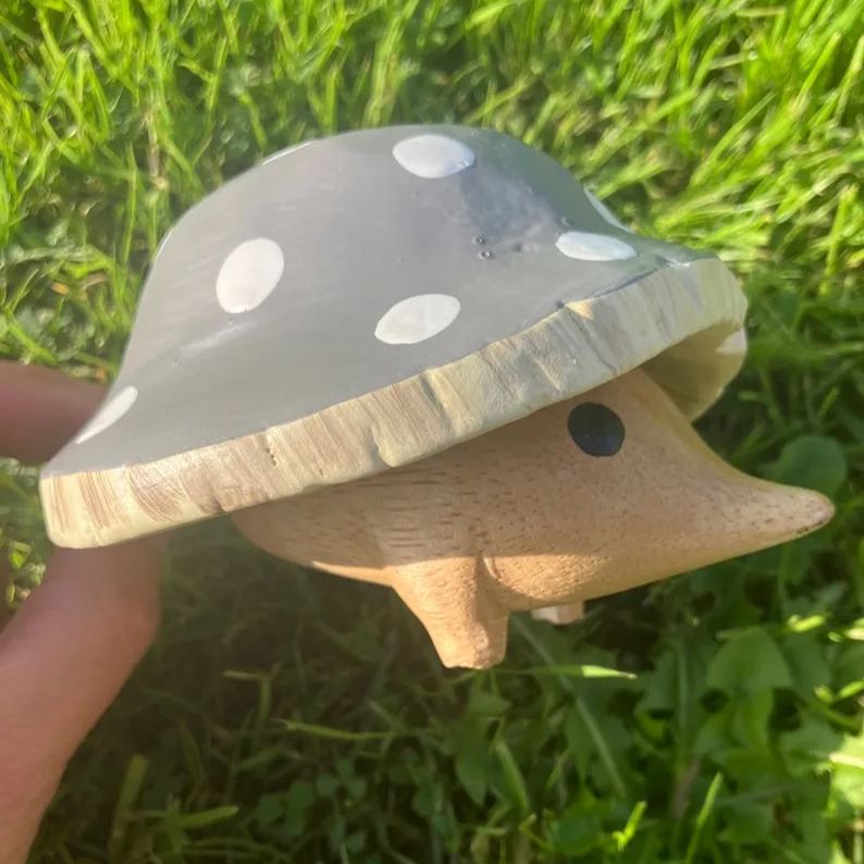 Handmade Toxic Mushroom Hedgehog Garden Decoration | Hand Painted Art