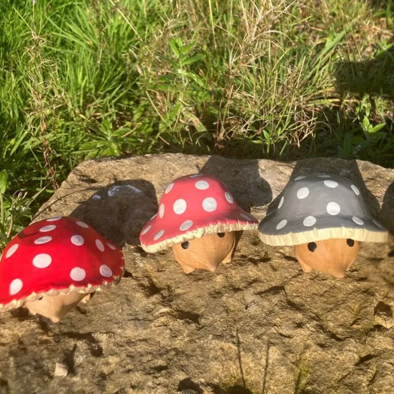 Handmade Toxic Mushroom Hedgehog Garden Decoration | Hand Painted Art