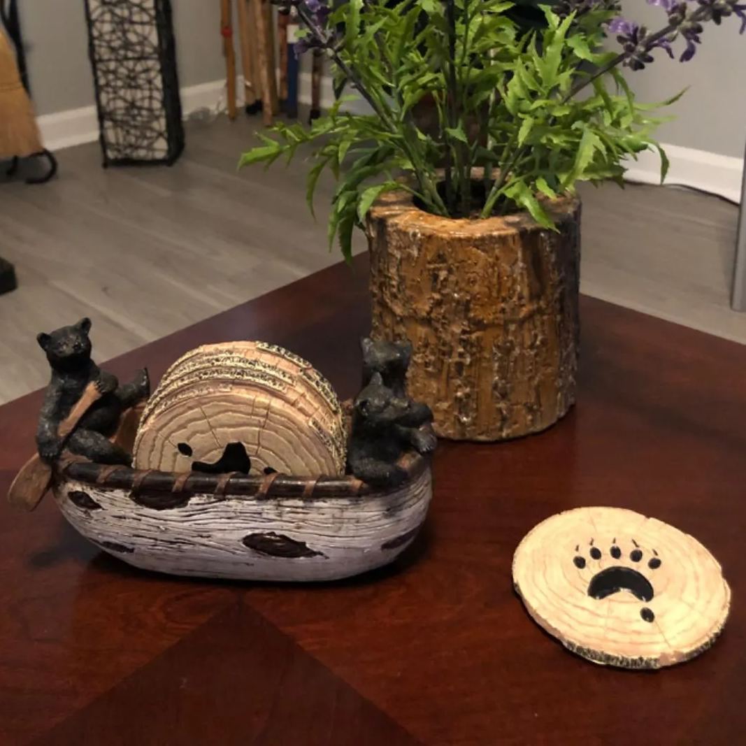 Handmade Canoe and Bear Coasters | Hand Painted Art