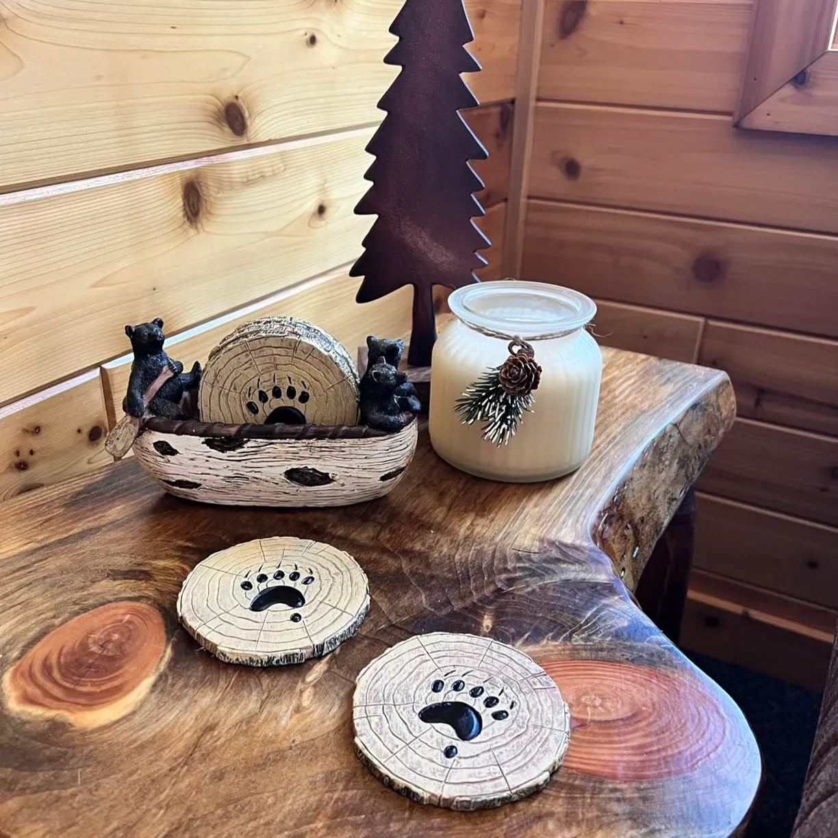 Handmade Canoe and Bear Coasters | Hand Painted Art