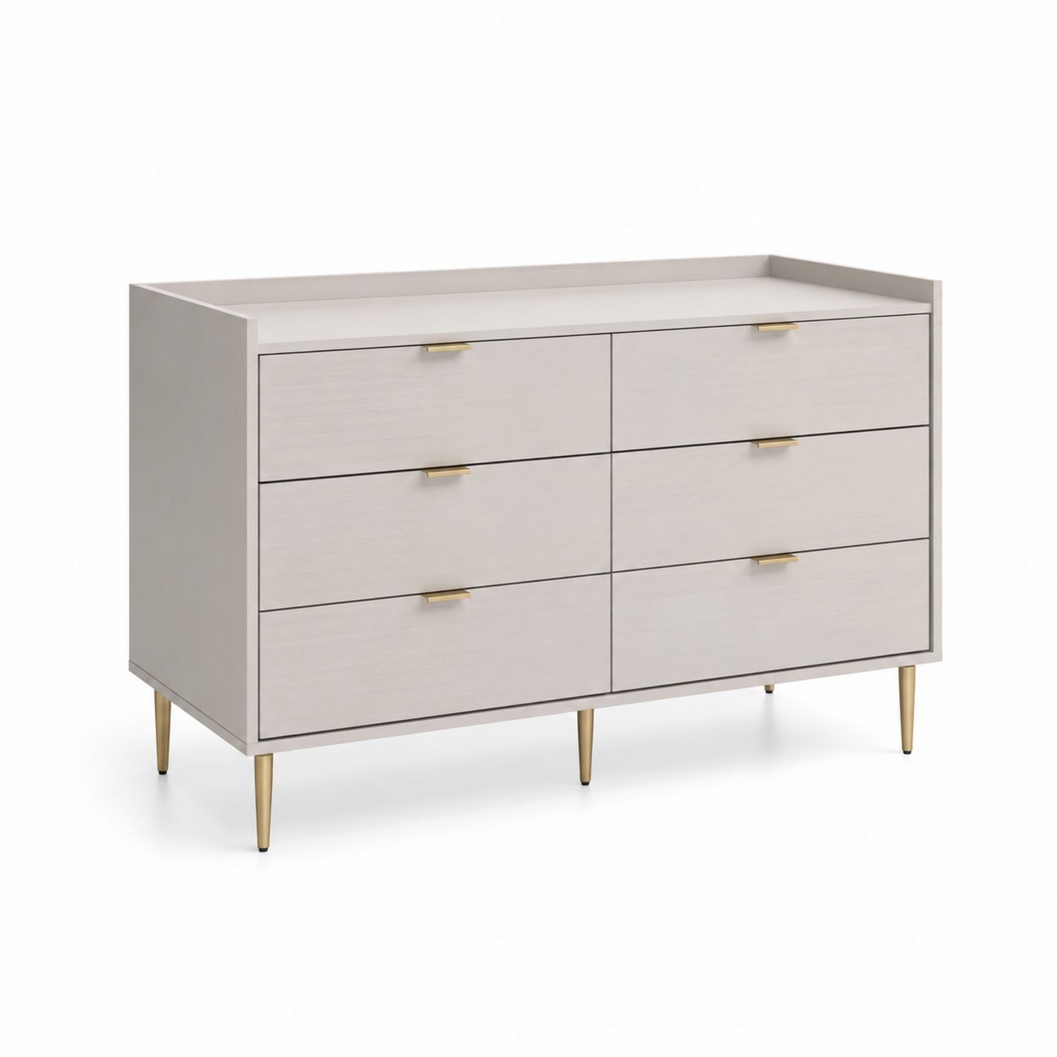Komoda z 6 szufladami z MDF i metalu Beżowa