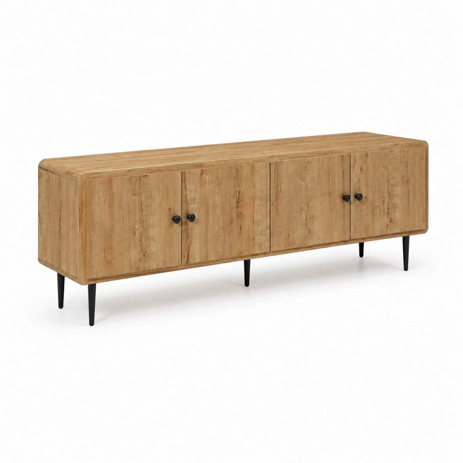 Szafka RTV z drewna dębowego 180x40x50 cm Czarna