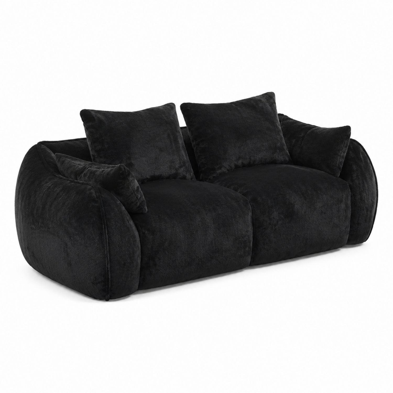 Sofa Welurowa z Poduszkami Czarna