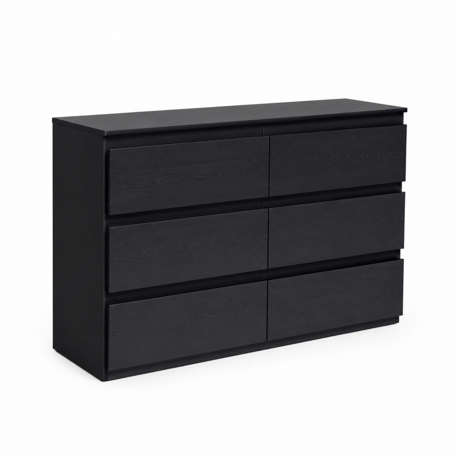Czarna Komoda z Płyty MDF z Sześcioma Szufladami