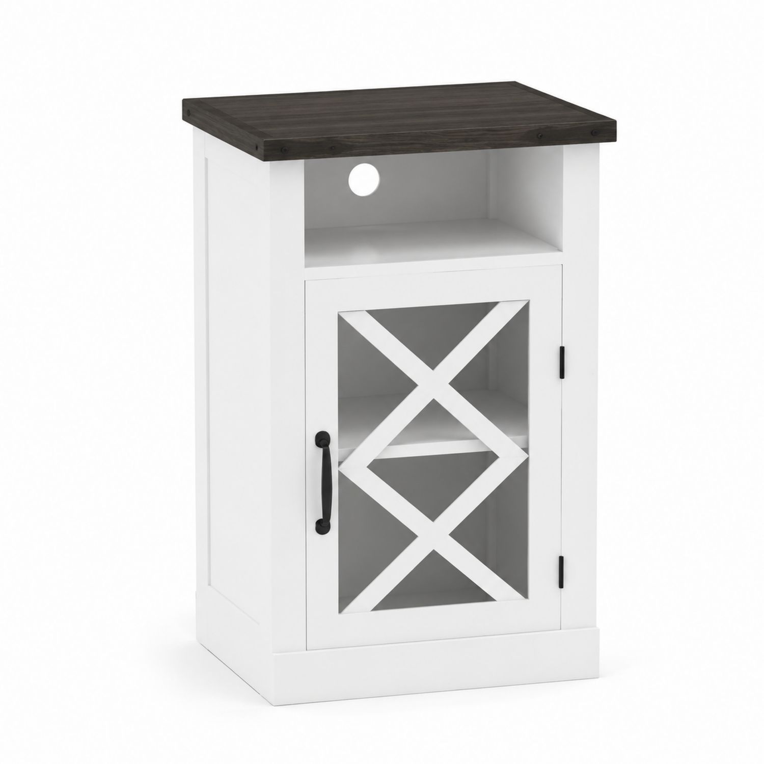 Szafka nocna z MDF 55 cm x 38 cm x 30 cm Biały/Czarny