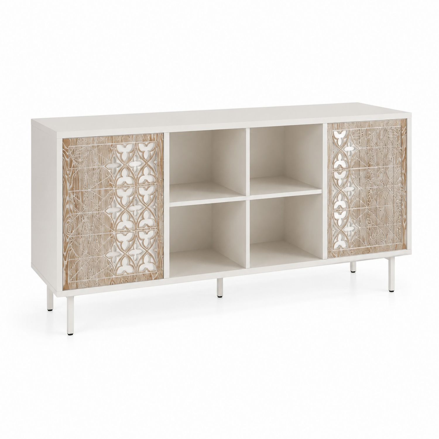 Szafka RTV z drewna i płyty MDF 150x40x60 cm Biały/Brązowy