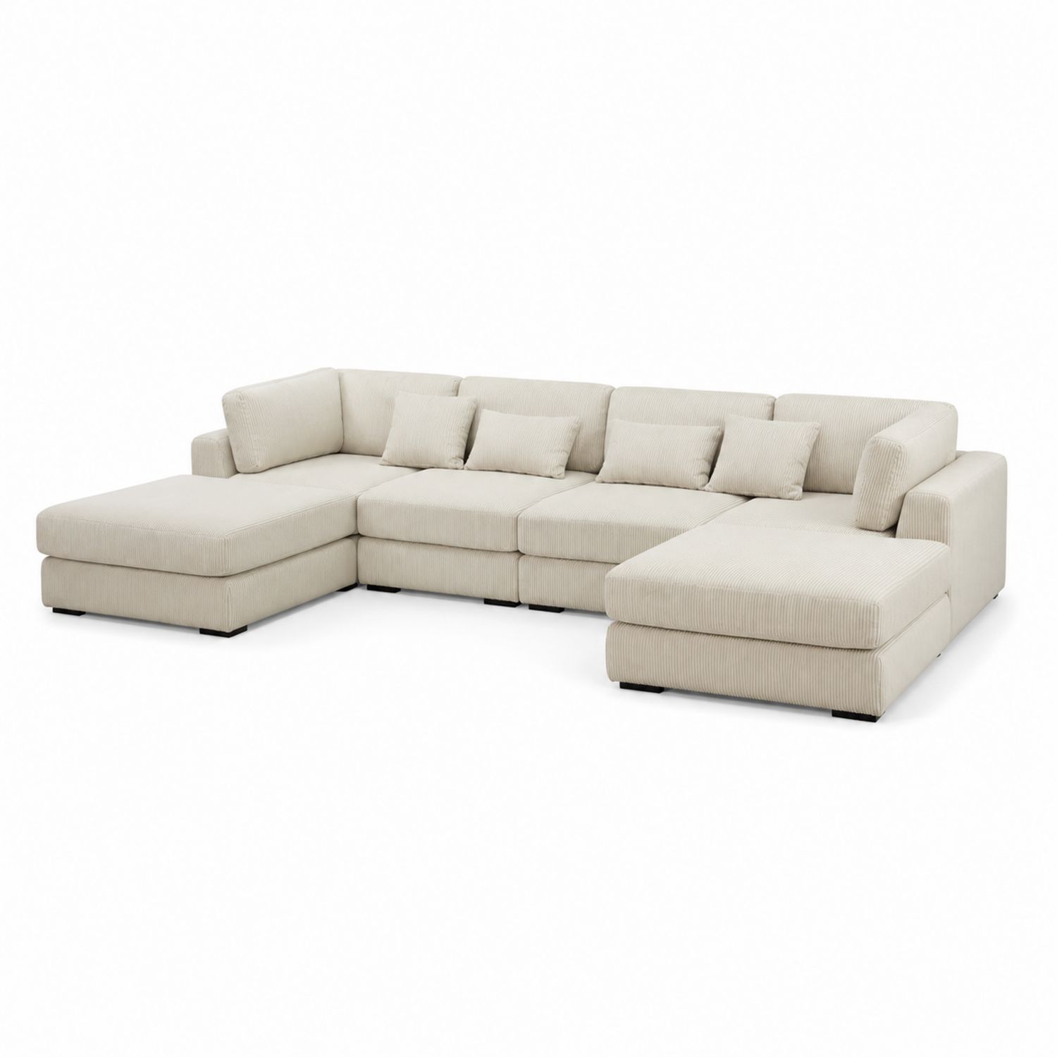 Narożna sofa L 300cm x 220cm tkanina sztruks Beżowy