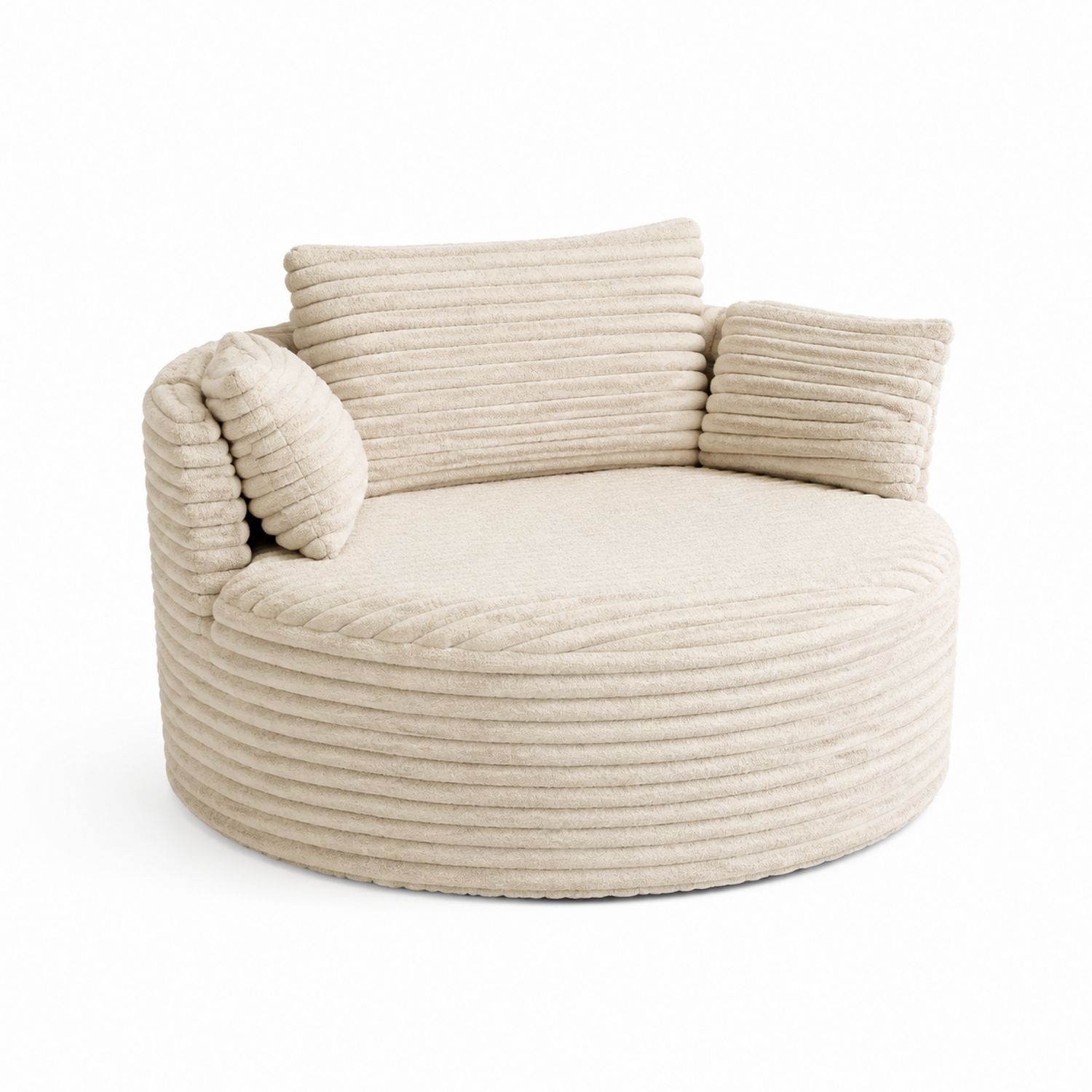 Okrągła sofa z tkaniny, beżowa