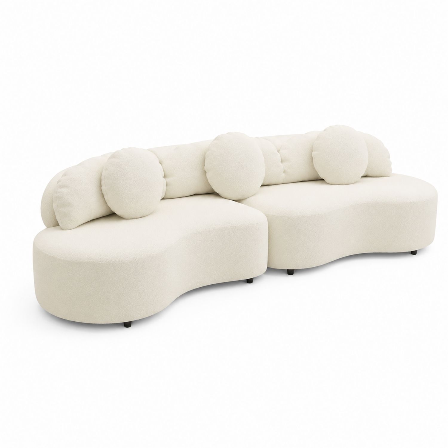 Sofa modułowa z tkaniny poliestrowej w kolorze kremowym