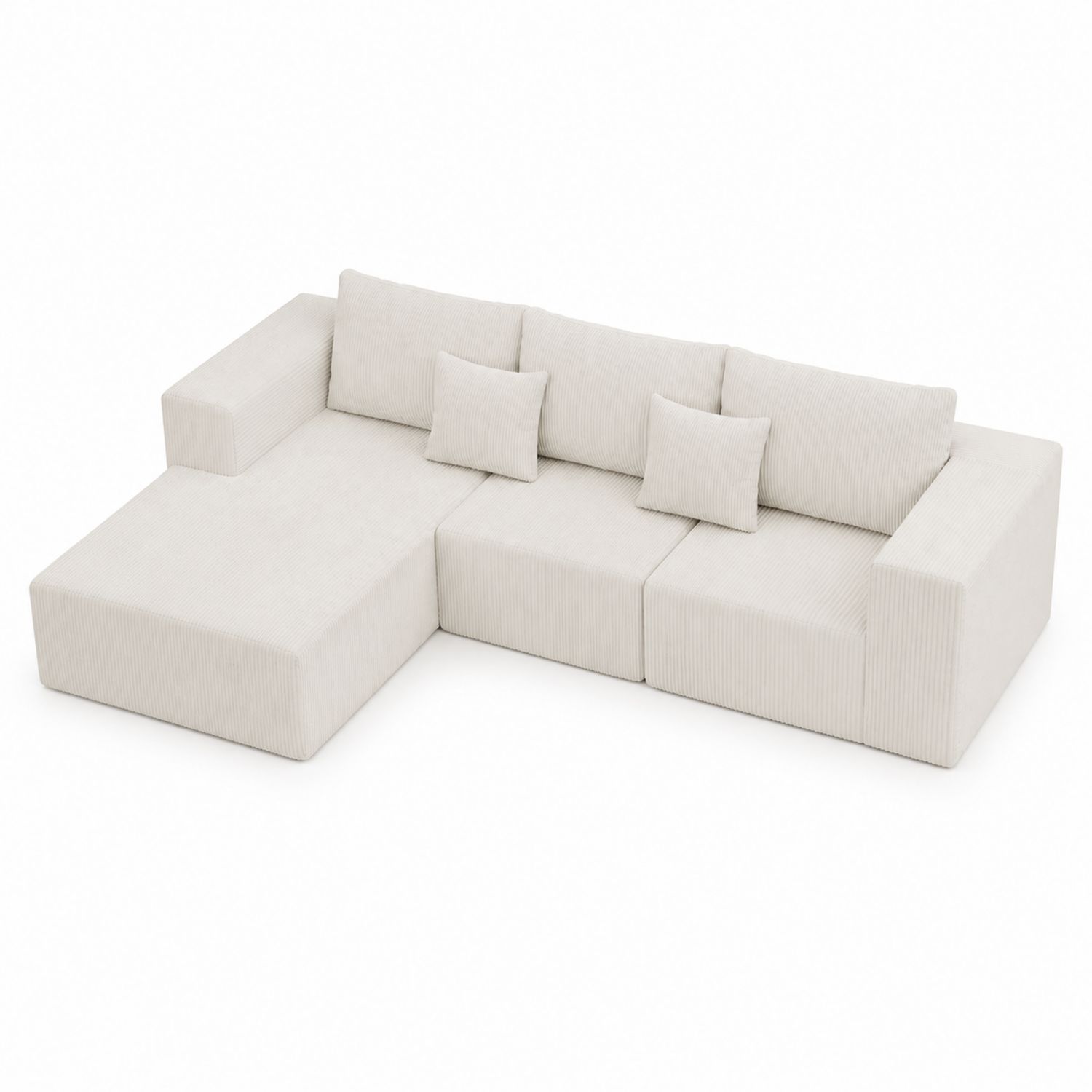 Narożna sofa L-kształtna z weluru Beżowa